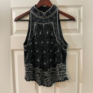 Adrianna Papell Vintage 100% Silk Beaded Blouse